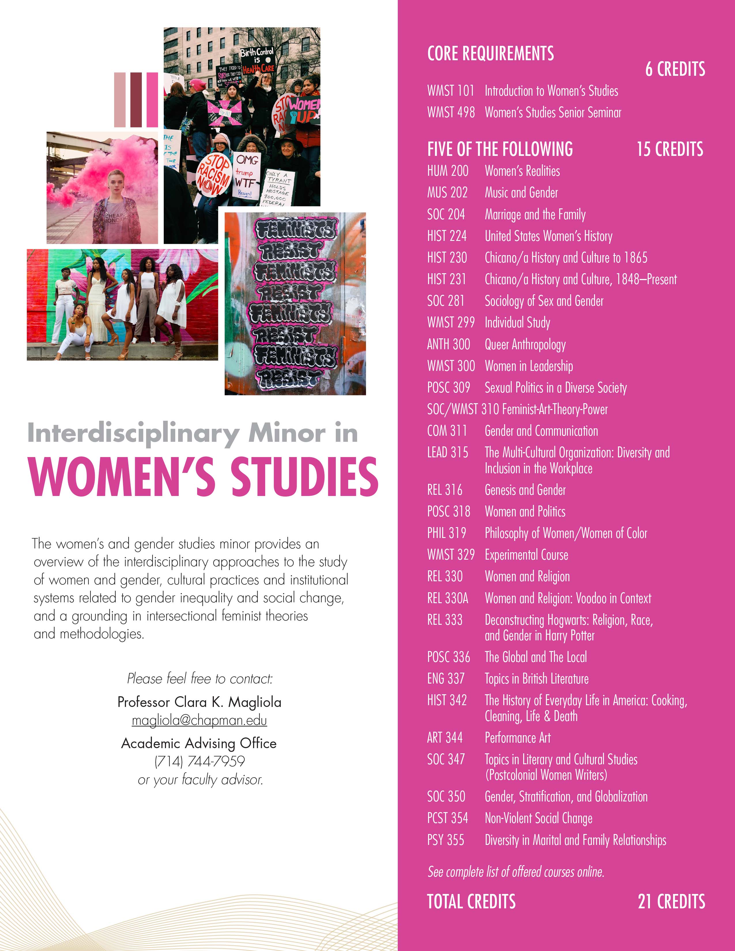 Women's Studies Minor Wilkinson College of Arts, Humanities, and